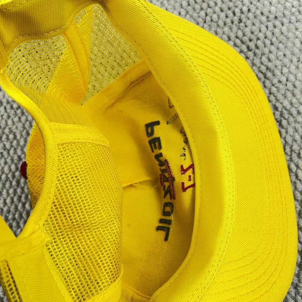 Vintage Pennzoil Racing Hat Cap Strap Back Yellow 90s USA Motor Oil K‎ Brand Z-7